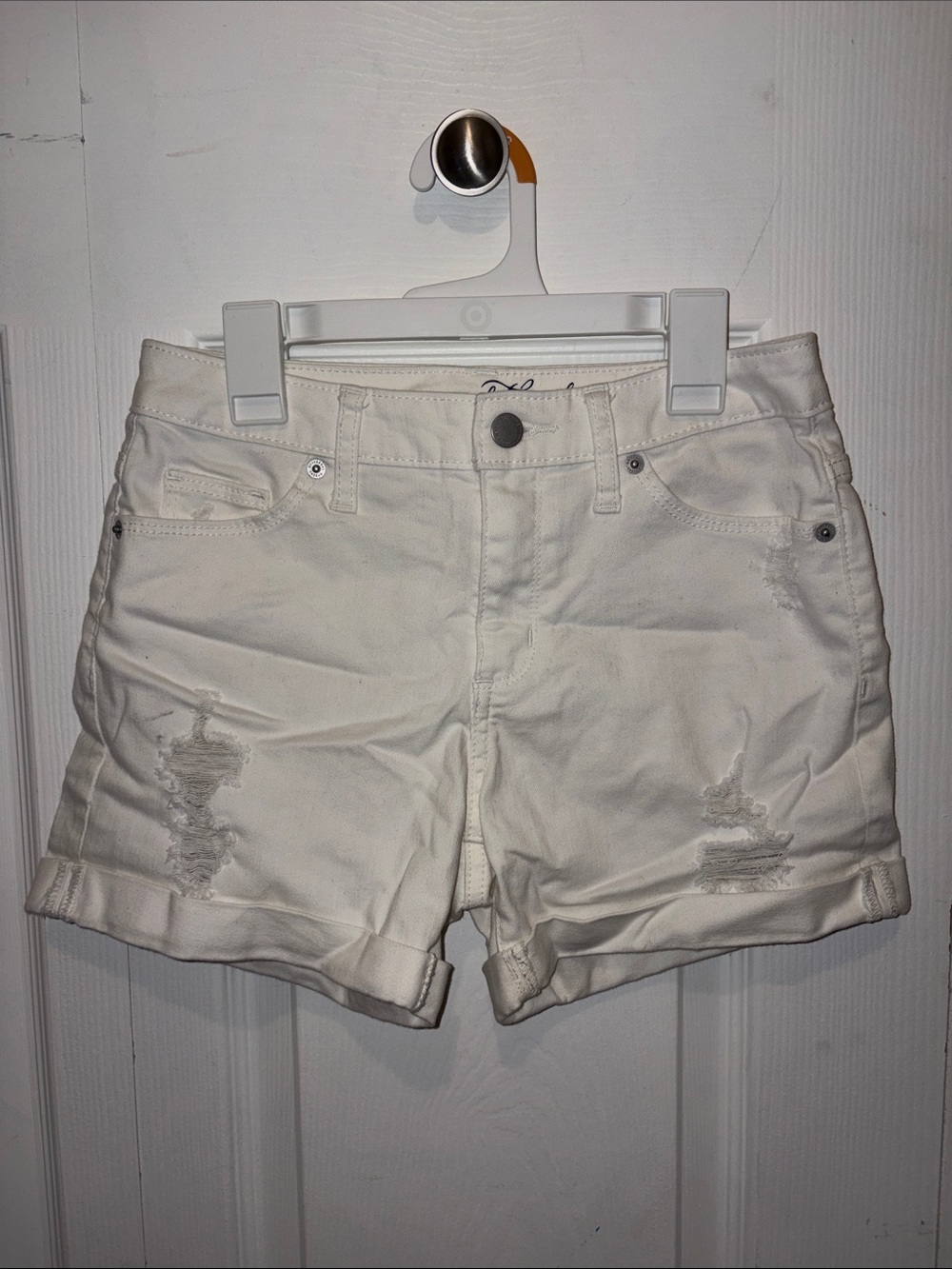 Universal Thread White Distressed Cuffed Denim Shorts
